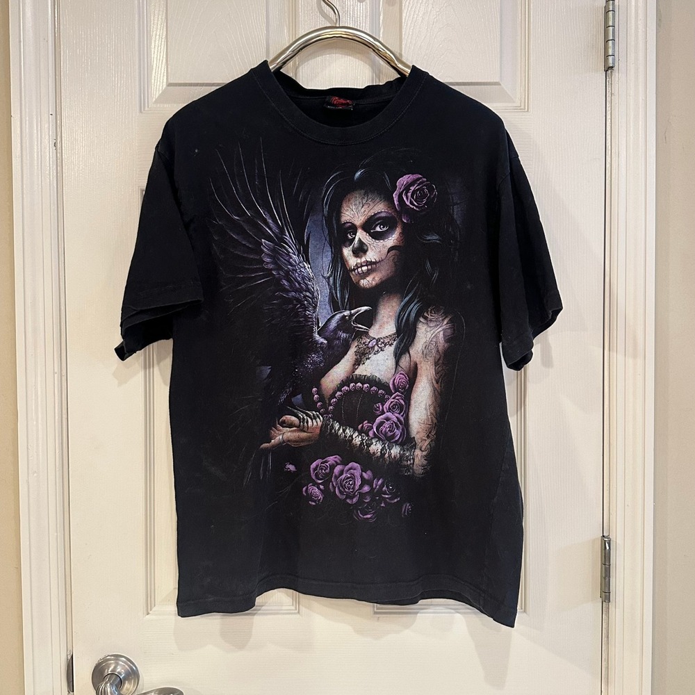 Spiral Direct Mens XXL Black Day of the Dead Sugar Skull Gothic Graphic Tee